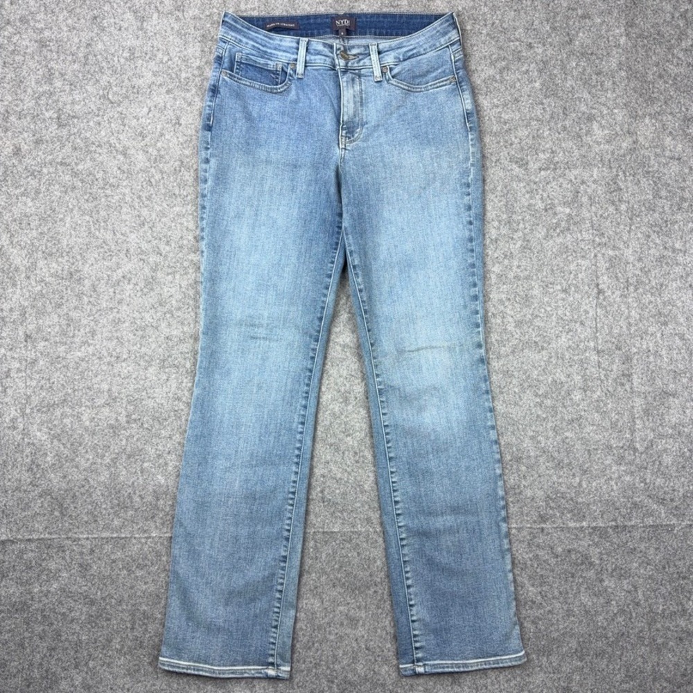 NYDJ Jeans Womens 6 Blue Marilyn Straight Leg Lift Tuck Stretch Denim Casual